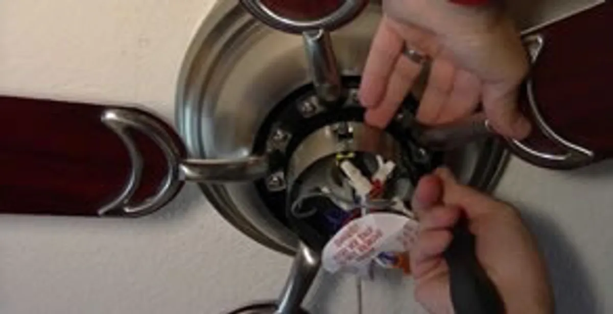 Ceiling fan installation with electrical wiring and mounting by professional electrician in Peoria, IL
