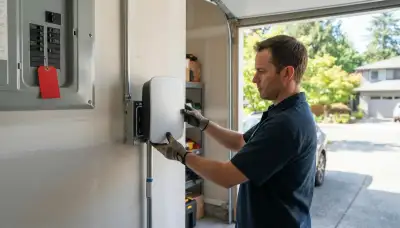 Level 2 EV charger installation by a residential electrician in Bellevue, IL