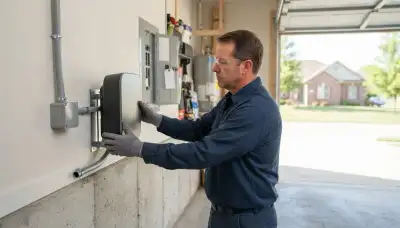 Electric vehicle charger installation in an East Peoria, IL garage by a licensed electrician