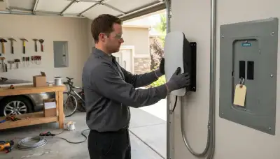 Electric vehicle charger installation by a licensed electrician in Mapleton, IL