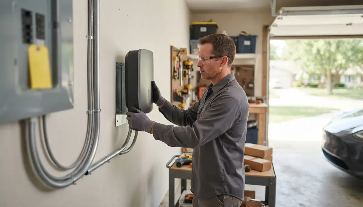 EV charger installation at a Peoria Heights, IL home by a licensed electrician