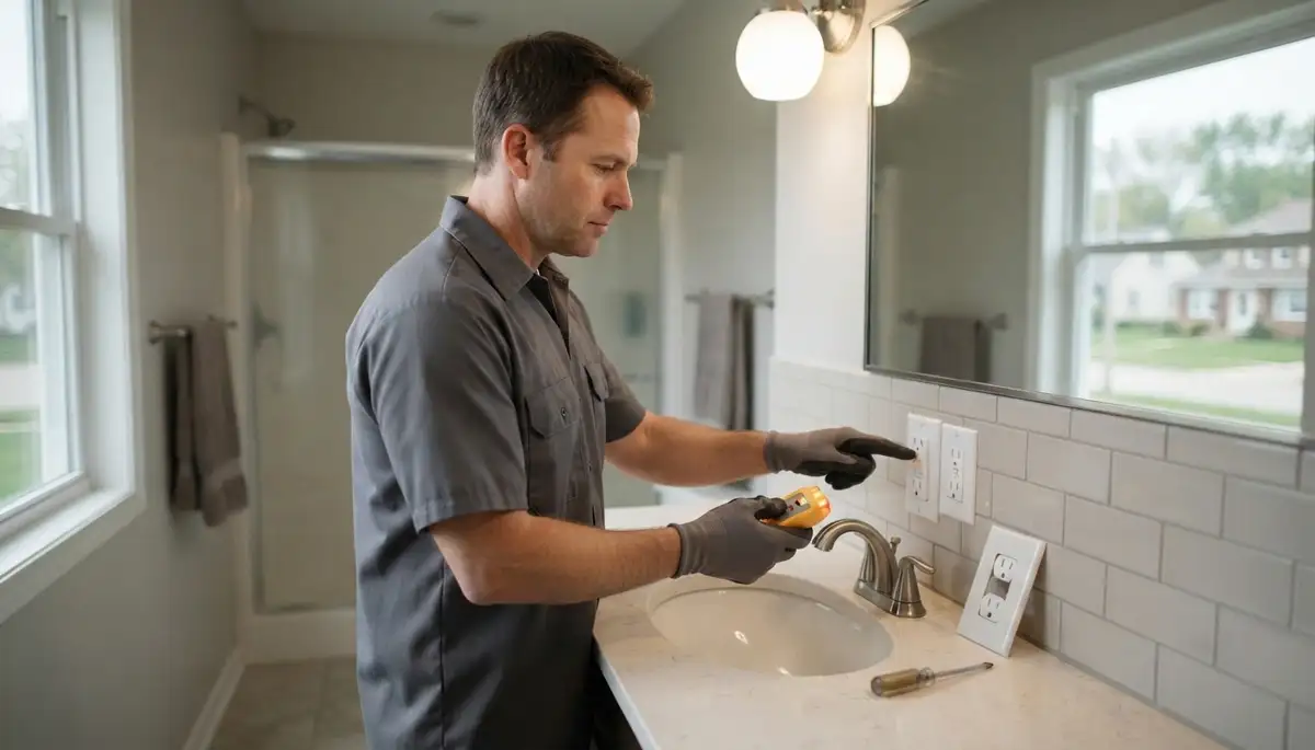 GFCI outlet provides ground-fault protection in a Hanna City, IL bathroom, kitchen, or laundry area.