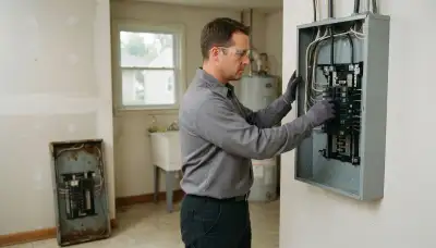 Electrician upgrading an older home's electrical panel to 200 amps in Chillicothe, IL