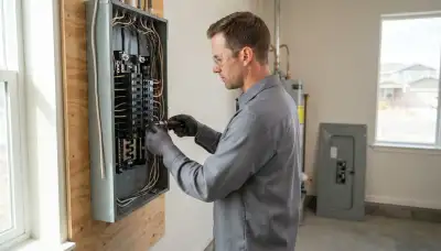 Electrician upgrading an electrical panel in an older Edwards, IL home