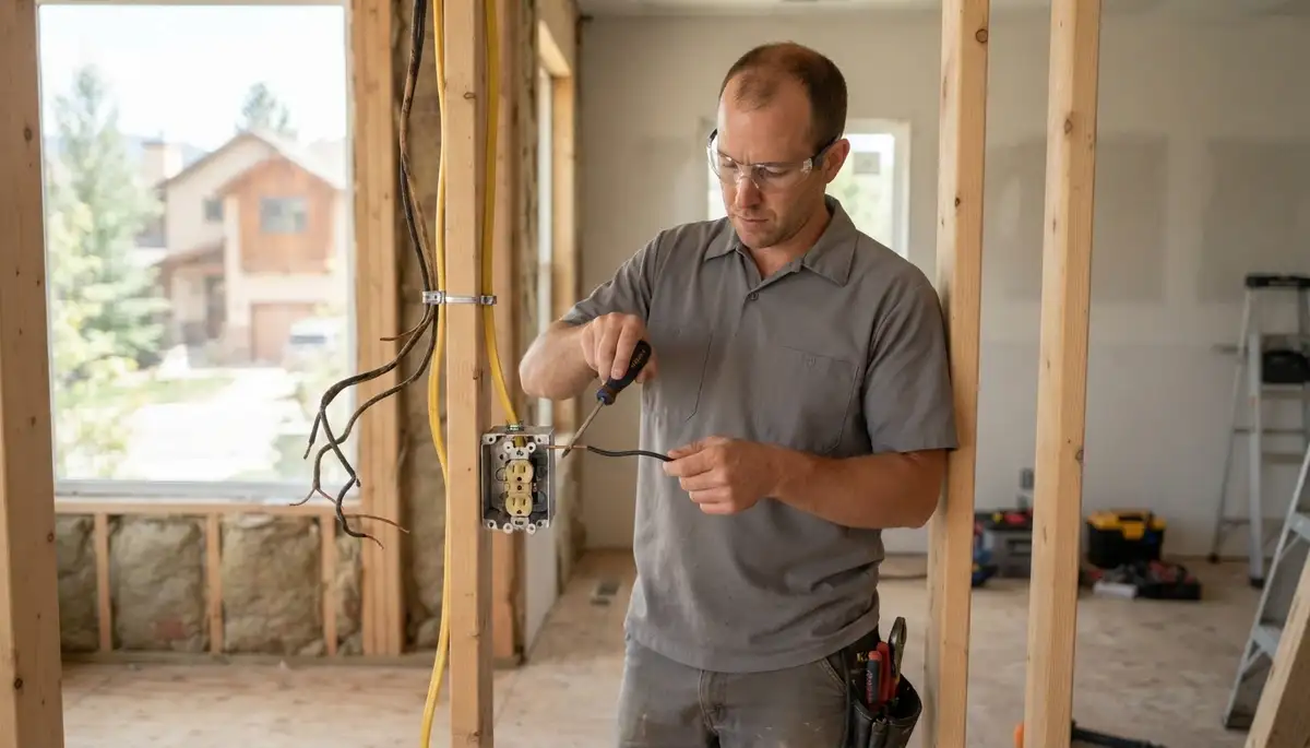 Electrician adding a new circuit during home rewiring in Edwards, IL