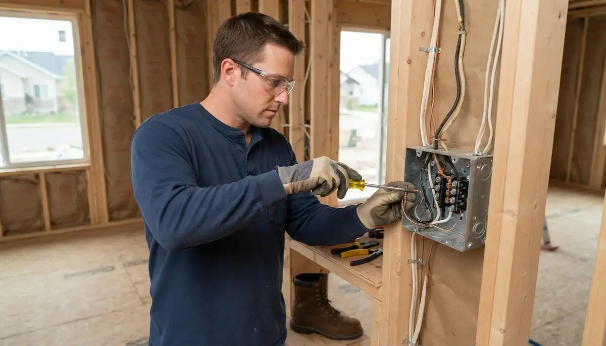 Electrician rewiring an older Mapleton, IL home and adding circuits to improve electrical safety